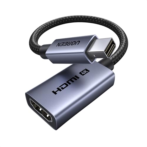 UGREEN 4K 30Hz Mini Displayport auf HDMI Adapter Unidirektional | Aluminium Mini DP auf HDMI Thunderbolt 1/2 Unterstützt 4K 30Hz 2K 60Hz 1080P 120Hz, 10,2 Gbit/s, HDR, Plug-and-Play