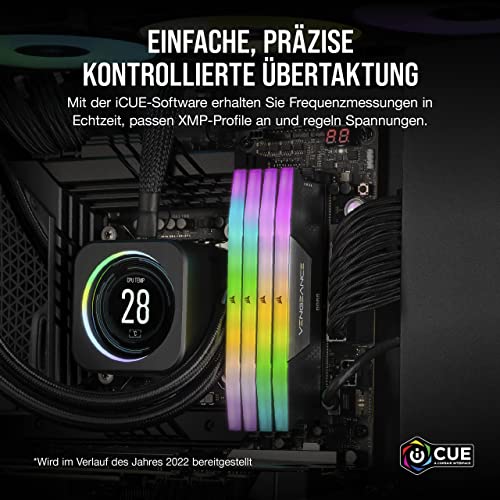 CORSAIR Vengeance RGB DDR5 64GB (2 x 32GB) Bis zu 6400MHz Intel RAM | Arbeitsspeicher für Gaming-PCs, Kompatibel mit Intel XMP 3.0, CL42, Schwarz, CMH64GX5M2B6400C42
