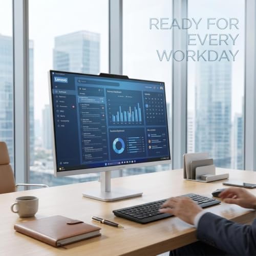 Lenovo 61cm A100 All-in-One Desktop Computer, 8-Core Intel Core i3-N305 CPU | 16 GB RAM, 512 GB SSD, Wi-Fi 6, HDMI, kabelgebundene Tastatur und Maus, Windows 11 Pro
