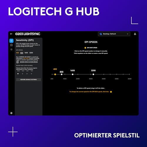 Logitech G203 Gaming-Maus mit anpassbarer LIGHTSYNC RGB-Beleuchtung | 6 programmierbare Tasten, spieletauglicher Sensor, Abtastung mit 8.000 DPI, Geringes Gewicht - Weiß