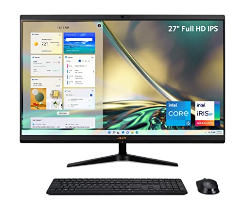 Acer Aspire C27-1700-UA91 AIO Desktop | 68,6 cm (27 Zoll) Full HD IPS-Display | 12. Generation Intel Core i5-1235U | Intel Iris Xe Graphics | 16 GB DDR4 | 512 GB NVMe M.2 SSD | Intel Wireless Wi-Fi 6