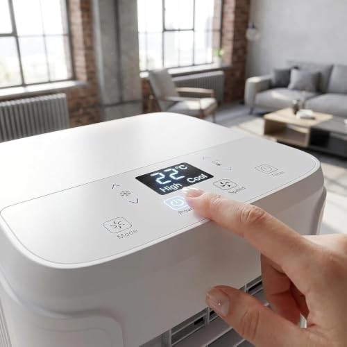 Tragbarer Luftkühler 3-in-1 Ventilator Luftbefeuchter Entfeuchter für Zuhause Schlafzimmer Büro, Kompakter 4-Gang Kühler mit Fernbedienung Schlafmodus, UK 3-Pin, 7000 Btu, 7000 BTU