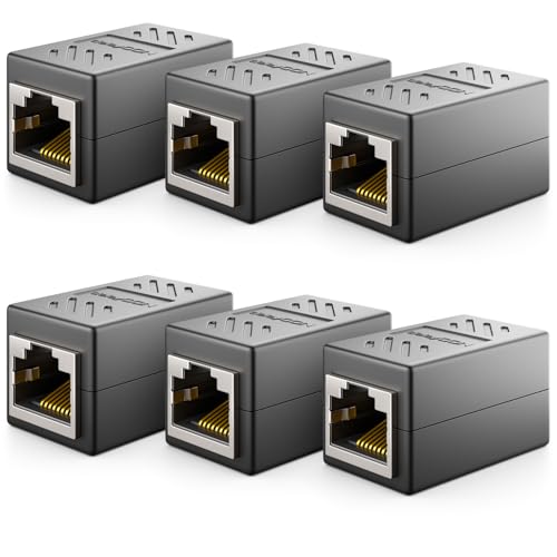 deleyCON RJ45 Kupplung 1000 Mbit Gigabit LAN Adapter, 6 Stück - Schwarz