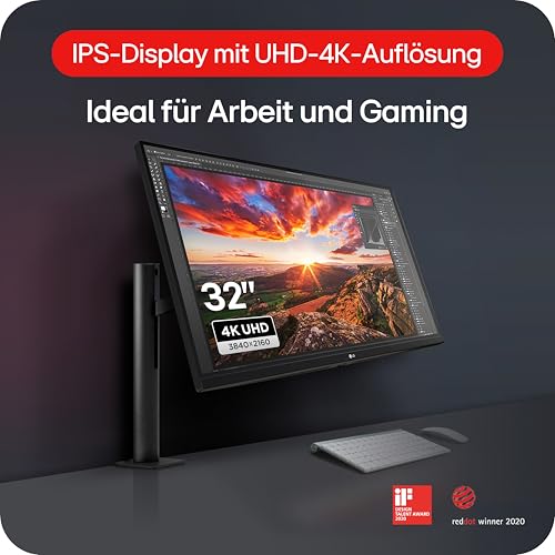 LG Ultrafine Ergo 32UN880K-B.AEU (32 Zoll) 4K UHD IPS Monitor, HDR10, USB-C (60W), Ergonomischer Standfuß, Schwarz