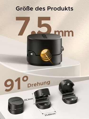 UGREEEN 6 Stück Kabelhalter Selbstklebende Magnetische Kabelclips | Magnetische Kabelhalter, Kompakt, Geeignet für eine Breite Palette von Oberflächen, Kompatibel mit Kabeln bis zu 7,5 mm