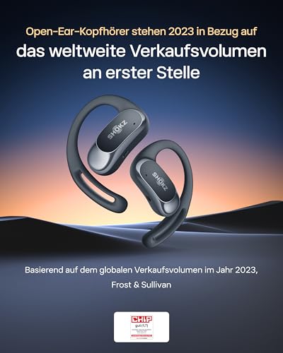 SHOKZ OpenFit Air Open-Ear-Kopfhörer mit Air-Ohrbügel, 8,7g leicht, Schwarz