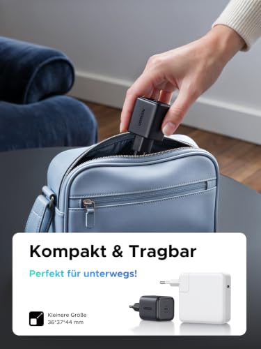 UGREEN USB C Ladegerät 45W, PD iPhone Netzteil, PPS Schnellladegerät | Inkl. 1x 1,5m Kabel, ideal für unterwegs, kompatibel mit iPhone 17 Pro Max, Galaxy S26, S25, MacBook Neo/Air, iPad, Pixel 9