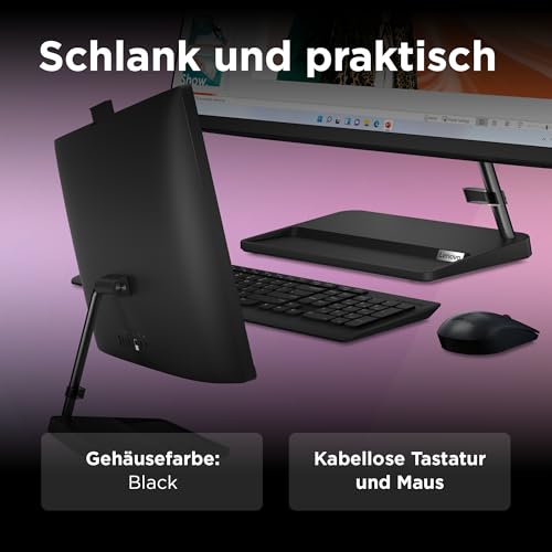 Lenovo IdeaCentre All-in-One 3 PC | 27" Full HD Display | AMD Ryzen 5 7430U | 16GB RAM | 1TB SSD | AMD Radeon Grafik | Windows 11 | Schwarz | Ink. USB Tastatur-Maus | 3 Monate Premium Care