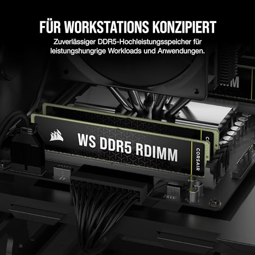 CORSAIR WS DDR5 ECC RDIMM 64GB (4x16GB) 5600MHz CL40 AMD Expo Intel XMP 3.0 Workstation-Speicher - Schwarz (CMA64GX5M4B5600Z40)