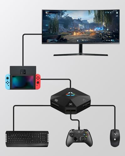 Semaiki Adapter Maus Tastatur Kompatibel mit Controller PS4/PS3/Switch/XBOX | Gaming Tastatur Maus konverter für NS Switch/PS3/PS4/Xbox One/Xbox 360
