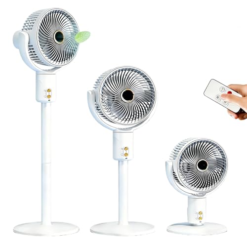 Wenbones Smart Standventilator, 20dB Leiser Bodenventilator, Fernbedienung, stufig höhenverstellbar, Schüttelnder Kopf mit 5 Geschwindigkeitsstufen für Schlafzimmer Wohnzimmer Kinder Büro