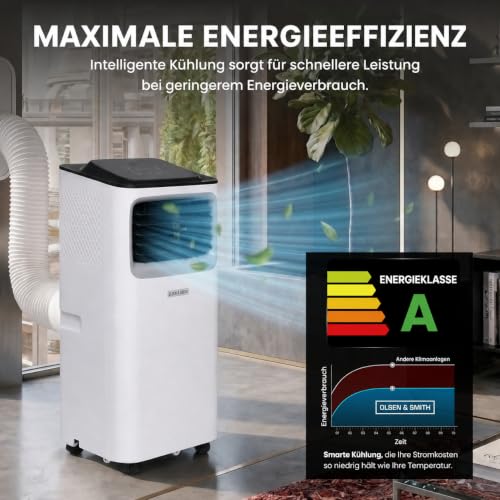 Olsen & Smith 7000 BTU Mobile Klimaanlage, 3-in-1 mit Abluftschlauch