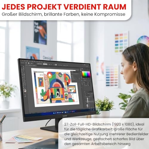 Lenovo Kompletter Computer mit Monitor 27 Zoll i5 8500 16 GB Ram 256 GB SSD Win 11 Pro Office 2021 Pro 36 Monate Garantie -c27-40