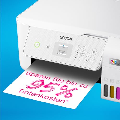 Epson EcoTank ET-2876 Tintentankdrucker | für vielbeschäftigte Haushalte | WLAN | A4 | Drucken, Kopieren, Scannen | 3.7 cm LCD-Bildschirm | inkl. Tinte für bis zu 3 Jahre