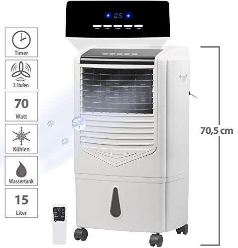 Sichler Haushaltsgeräte Verdunstungs-Luftkühler mit Oszillation und Timer, 15 Liter, 70 Watt