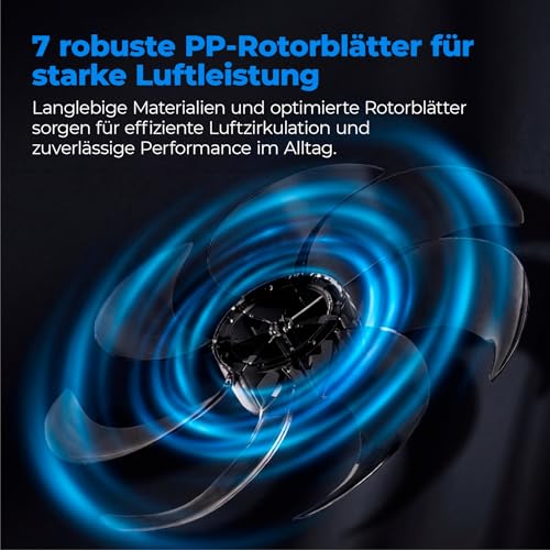 aeco AirX Flow 100 2in1 Standventilator & Tischventilator 70–116 cm Höhe | 39 dB leise Betrieb, 3 Stufen, 85° Oszillation, 7-Blatt Rotor, 55W Leistung, ideal für Schlafzimmer Büro Wohnzimmer