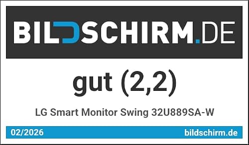 LG Smart Monitor Swing 32U889SA-W 32 Zoll 4K UHD IPS Touch Monitor, webOS 24, AirPlay, ThinQ, HDR10, 95% DCI-P3, rollbarer Standfuß, 1x USB-C (65W), 2X HDMI 2.0, Weiß