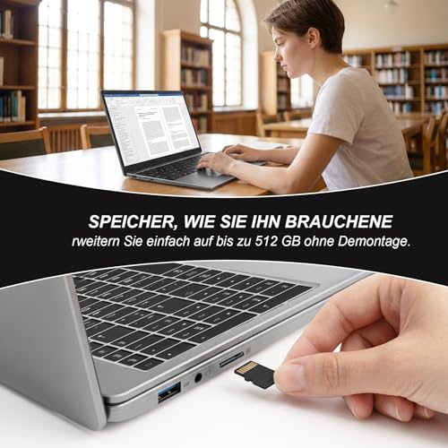 Laptop Windows 11 The Notebook, Deutsche Tastatur 15.6 Zoll Laptop Mit Windows 11 Und Office Paket Fertig Installiert 5205U (Bis Zu 2,3 GHz) Prozessor 4GB RAM 128GB ROM TF Karte Erweiterbar Auf 512GB