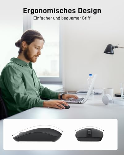 acer Ultradünne Maus Kabellose, Tragbare 2,4 GHz Funkmaus, Wireless Mouse | mit 800/1200/1600 einstellbare DPI, 4 Tasten Kabellos Computermaus, Maus Kabellos Laptop, Dell XPS, ASUS, Surface