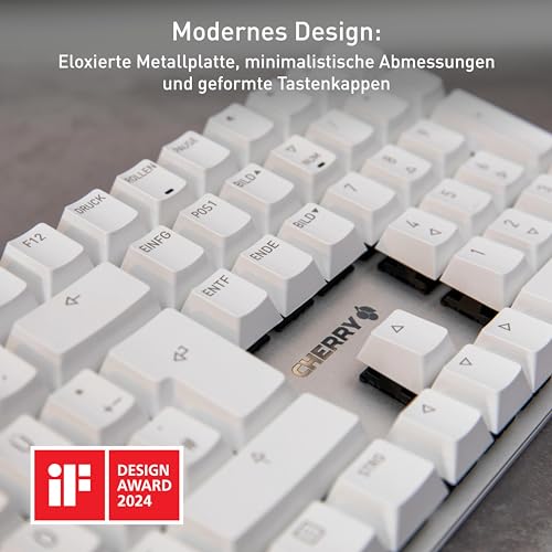 CHERRY KC 200 MX, Mechanische Tastatur, DE QWERTZ, MX2A Silent RED, Schwarz | Kabelgebunden (USB-A Anschluss), Eloxierte Metallplatte, Gelaserte Abriebfeste Keycaps, Full-Key-Rollover, für Office/Gaming