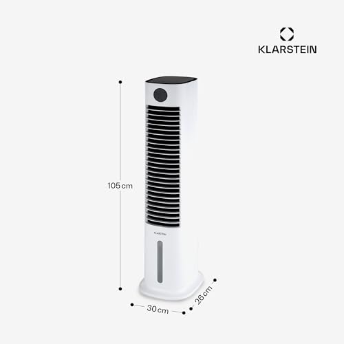 Klarstein Skytower Grand Smart Ventilator Mit Wasserkühlung – 4-in-1 Luftkühler, Luftreiniger & Luftbefeuchter, 460 m³/h, Wi-Fi & App-Steuerung, 8L Tank, 60 dB, Timer, Ionisator, für Smart Home, Weiß
