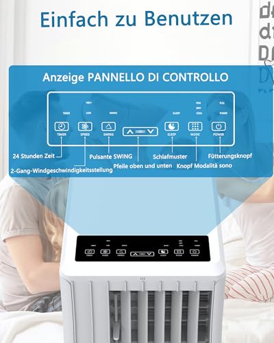 Garvee Klimaanlage Mobil Klimagerät 9000 BTU, 3 in 1 Kühlen Entfeuchten Lüftermodus Schlafmodus, 2.6KW Mobile Klima mit Abluftschlauch, Fernbedienung,24h-Time, Air Conditioner, Für Räume bis 20-35 m²