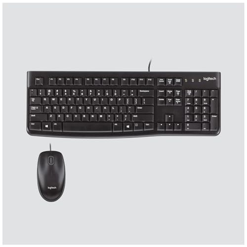 Logitech MK120 Kabelgebundenes Tastatur-Maus-Set | Optische Maus, USB-Anschluss, PC/Laptop, Schweizer QWERTZ-Layout - Schwarz