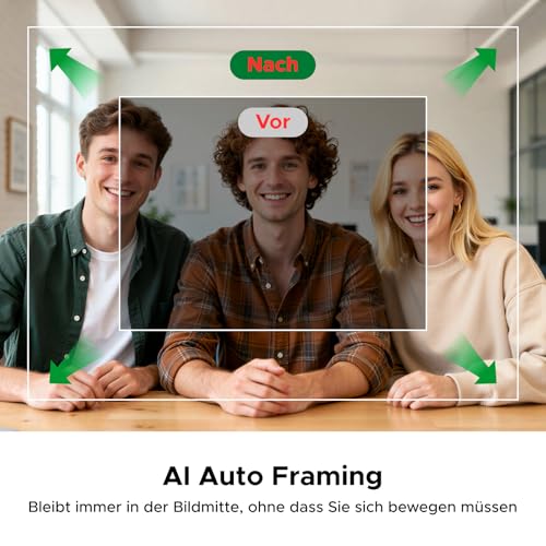 UGREEN FineCam Pro 2K, Autofokus, KI-Gestensteuerung, mit Objektivdeckel | USB-C Wecbam, 2K 30FPS, Face AE, KI-Rauschunterdrückung, Filteroptionen, Porträtmodus, Stativ, PC Kamera für Laptop/Switch 2