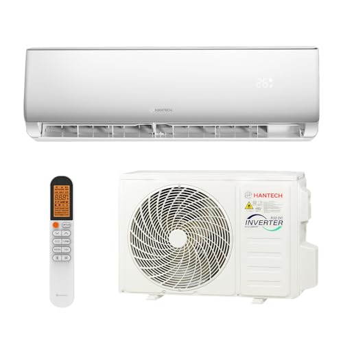 HANTECH Split Klimaanlage 9000 BTU 2,6 kW Inverter Set - Klimagerät mit App-Funktion zum Kühlen und Heizen – Modell Elegant (bis 30m²)