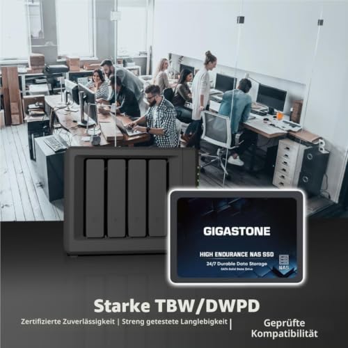 Gigastone NAS SSD 4TB SSD Festplatte (4er-Pack) Hohe Dauerhaltbarkeit SSD für 24/7 Dauerbetrieb NAS-Systeme RAID 2,5 Zoll SATA III Internes Festkörper-Laufwerk SSD Caching