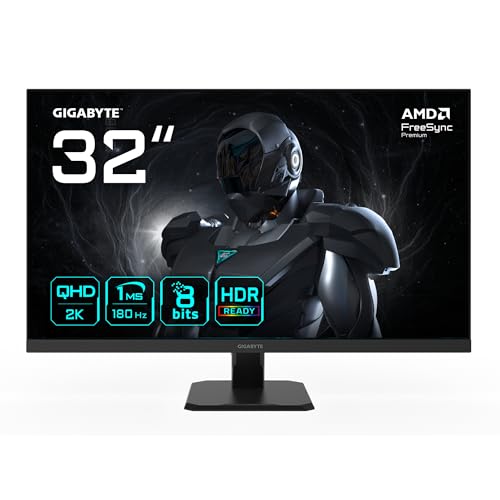 Gigabyte GS32QA 32” QHD Gaming-Monitor - 2560 x 1440, 180Hz, 1ms, 300 cd/m², FreeSync Premium, HDR Ready, HDMI 2.0, DisplayPort 1.4