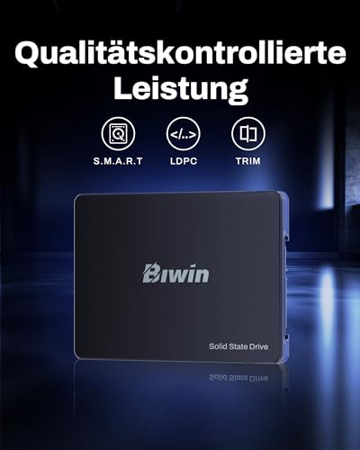 BIWIN M100 SATA 3.0 SSD 512GB - bis zu 550 MB/s Lesen - 6 Gb/s Internes Solid State Drive 2,5" für Laptop & Desktop – Schnell, Leise, Stoßfest