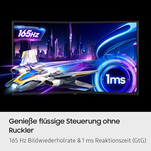 Samsung Odyssey G75F Curved Gaming Monitor, 37 Zoll | 3840 x 2160, 165 Hz, 1 ms (G/G), 1000R, VESA DisplayHDR 600 HDR10+, AMD FreeSync Premium Pro, LS37FG756EUXEN