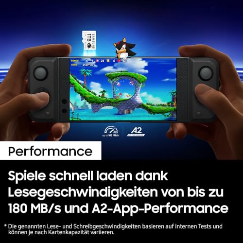 Samsung Sonic the Hedgehog(TM) microSD-Karte + SD-Adapter, Speicherkarte mit 128 GB, UHS-I U3, Full HD & 4K UHD, 180 MB/s Lesen, 130 MB/s Schreiben, Datenspeicher für Handheld-Konsolen, MB-MD128SA/LC1