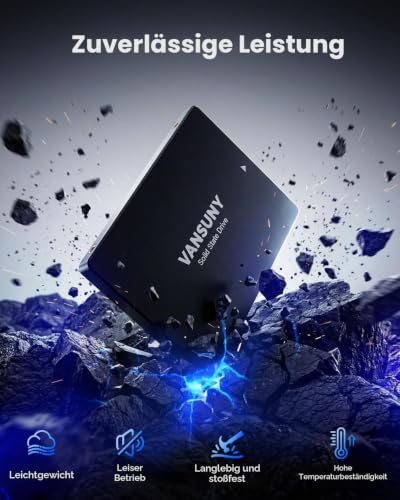 Vansuny Intern SSD 256GB 2.5 Zoll SATA III 6 Gb/s SSD intern 256GB 3D TLC NAND-Technologie zum Aufrüsten von PC/Laptop Speicher und Speicher für IT-Profis/Ersteller/Unternehmen