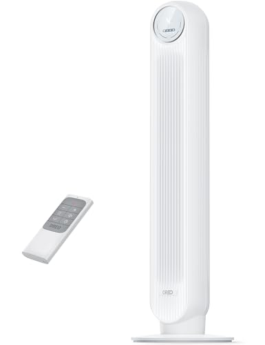 Dreo 28dB Sehr Leiser Turmventilator, 7.6m/s Geschwindigkeit Standventilator, 90° oszillierende Ventilatoren mit Fernbedienung für Schlafzimmer,4 Geschwindigstufen 4 Modi 8 Std. Timer, Nomad One, Weiß