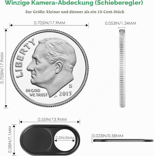 CloudValley Metall Webcam Abdeckung, 0.6mm Ultra-Dünn Metall Slider Kamera Cover Zubehör für Laptop, MacBook Pro*, MacBook Air, iPad Air, Handy, Tablet, Mac, PC - 2Stück