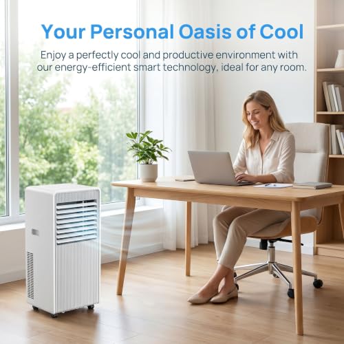 12000 BTU Tragbares Klimagerät für 300 m², leises Kühlgerät mit Ventilator, Luftentfeuchter, Schlafmodus, Timer, Fernbedienung & Installationsset