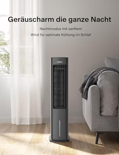 PELONIS 5L Verdunstungskühler mit Fernbedienung, 3-in-1 Tragbarer Luftkühler, Ventilator, Luftbefeuchter & Automatische Oszillation, 3 Stufen Timer 7H, 2 Kühlpads für Zuhause und Büro