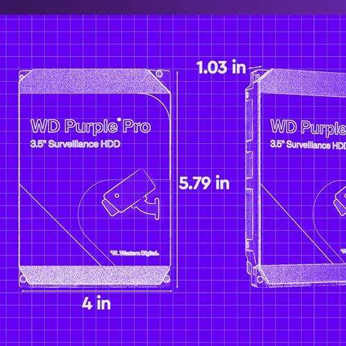 WD Purple Pro 22 TB Interne Festplatte 3,5 Zoll - OptiNAND, 550 TB/Jahr Workload-Rate, 512 MB Cache, 7.200 U/min, AllFrame KI-Technologie