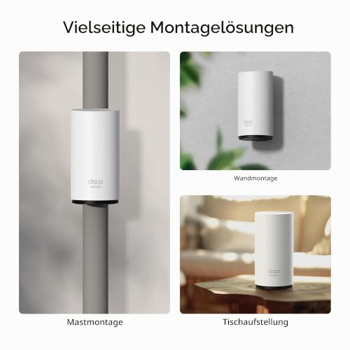 TP-Link Deco BE25-Outdoor Wi-Fi 7 Router | Dualband-WLAN bis zu 2.882 Mbit/s (5 GHz) + 688 Mbit/s (2,4 GHz) | 2× 2,5-Gbit/s-Ports | 802.3at PoE/AC-Stromversorgung | ideal für Garten und Terrasse