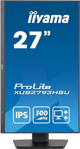 iiyama Prolite XUB2793HSU-B7 68,6cm 27" IPS LED-Monitor Full-HD 100Hz HDMI DP USB2.0 Höhenverstellung Pivot Adaptive Sync schwarz