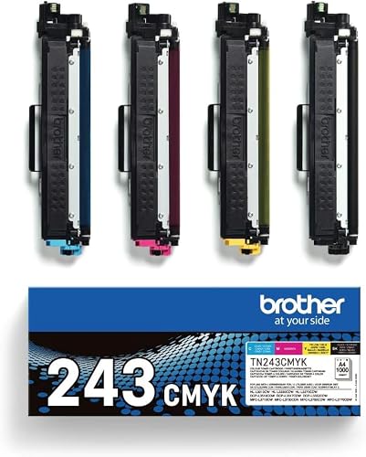 Brother TN-243CMYK Original Tonerkartusche Druckt bis zu 1000 Seiten, cyan, magenta, gelb und schwarz & TN-243BK Original Tonerkassette, schwarz