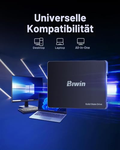 BIWIN M100 SATA 3.0 SSD 1TB - bis zu 550 MB/s Lesen - 6 Gb/s Internes Solid State Drive 2,5" für Laptop & Desktop – Schnell, Leise, Stoßfest