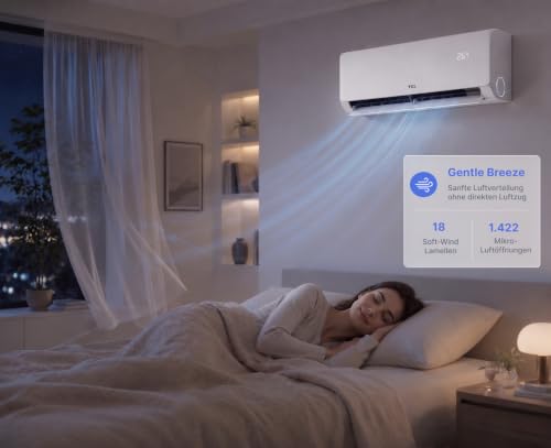 TCL VoxIn Split Klimaanlage 9000 BTU 2.7kW Set inkl 5m Leitungen Kühlen Heizen Entfeuchten Ventilieren Hands Free AI Voice Control Inverter Wärmepumpe A+++ WLAN App Steuerung