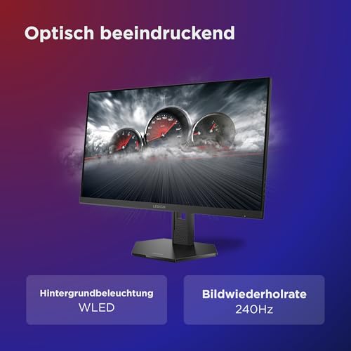 Lenovo Legion 27QD-10 | 27" QHD Gaming Monitor | 240 Hz | 0.5ms | Gaming | 2560x1440 | 2K Auflösung | HDMI 2.1 | DisplayPort | Höhenverstellbar | Entspiegelt | AMD FreeSync Premium | Schwarz