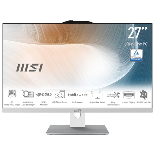 MSI Modern AM272P 1M-838DE - All in One PC, Intel Core 5 Prozessor 120U, 27 Zoll, FHD (1920x1080), 512TB SSD, 8GB DDR5, Webcam, Windows 11 Pro, Weiß