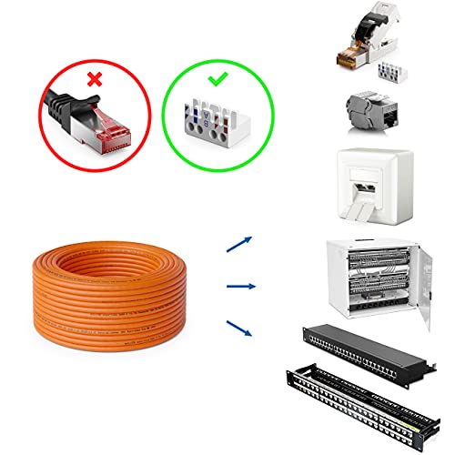 deleyCON 30m CAT.7 Verlegekabel Kupfer Starr S/FTP PIMF 1000 MHz 10 Gbit | Netzwerkkabel Installationskabel, LAN Kabel, Ethernet Datenkabel, Gigabit, LSZH halogenfrei, BauPVO, GHMT zertifiziert