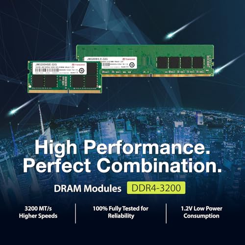 Transcend JetRam 16GB DDR4 RAM 3200 MHz U-DIMM CL22, Desktop-Speichermodul | PC4-25600, 288-polig, ungepuffert, nicht ECC, 1,2 V, PC-Computer-Upgrade