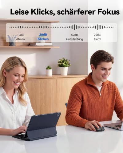 TECKNET Kabellose Maus, 2.4G Optische Funkmaus mit USB Empfänger, Grau | 2600 DPI, 24 Monate Akkulaufzei, Ergonomisches Design Wireless Mouse Kompatibel mit Laptop, PC, MacBook, Office Home